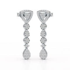 0.78 CT Round Dangle Drop Lab Diamond Earrings
