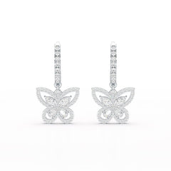 0.98 CT Lab Diamond Dangle Hoop Earrings