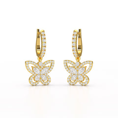 0.98 CT Lab Diamond Dangle Hoop Earrings