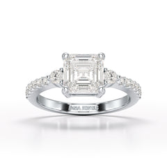 Asscher Cut 2.33 CT Lab Diamond Engagement Ring - Jama Jewels