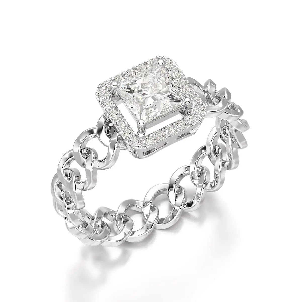1.18 CT Princess Cut Halo Lab Diamond Ring Jama Jewels
