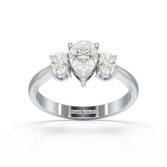 1.25 CT Three Stone Pear Oval Cut Lab Diamond Ring