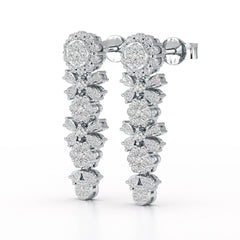 1.34 CT Lab Diamond Flower Drop Earring