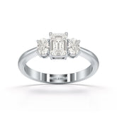 1.3 CT Three Stone Emerald Oval Cut Lab Diamond Ring