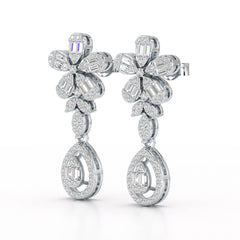 1.4 CT Baguette Cut Lab Diamond Dangle Drop Earring