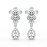 1.4 CT Baguette Cut Lab Diamond Dangle Drop Earring