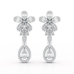 1.4 CT Baguette Cut Lab Diamond Dangle Drop Earring