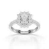 1.5 CT Lab Diamond Emerald Cut Halo Ring