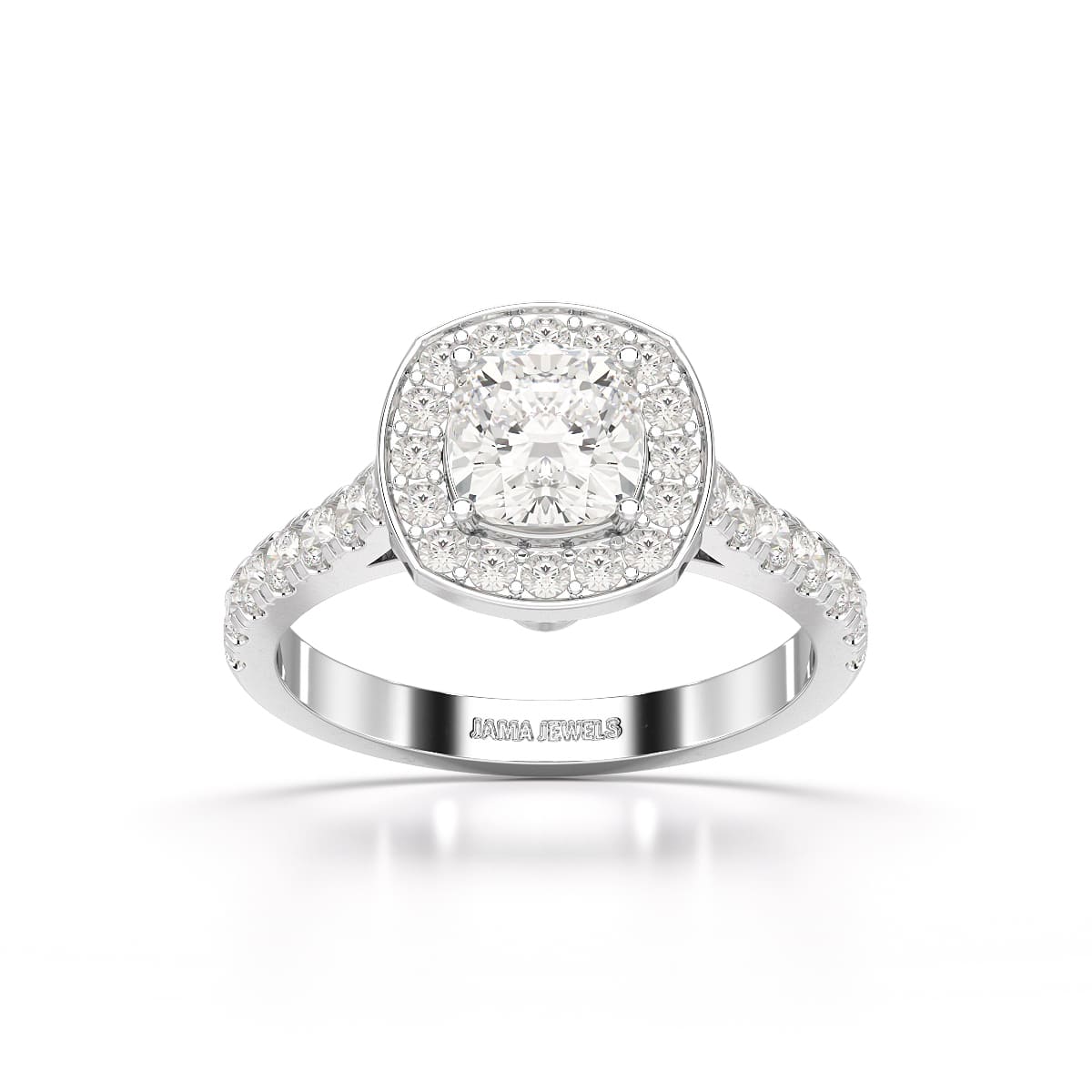 1.61 CT Cushion Cut Halo Lab Diamond Ring
