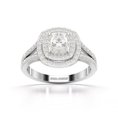 1.6 CT Halo Lab Diamond Cushion Cut Ring