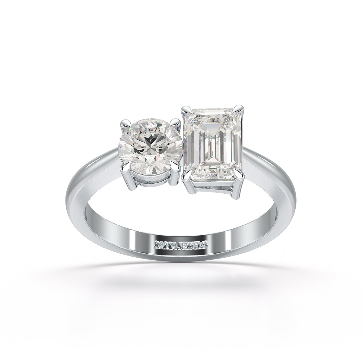 1.6 CT Emerald and Round Lab Diamond Ring