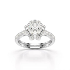 Halo Round Cut 1.72 CT Lab Diamond Ring Jama Jewels