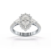 1.7 CT Pear Cut Lab Diamond Engagement Ring