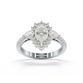1.7 CT Pear Cut Lab Diamond Engagement Ring