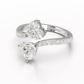 2.1 CT Double Heart Shaped Lab Diamond Ring