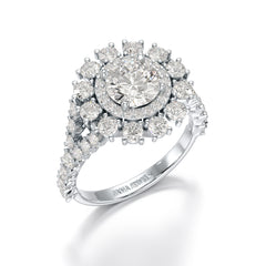 2.63 CT Double Halo Lab Diamond Wedding Ring - Jama Jewels