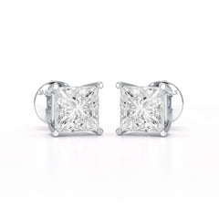 Single Princess Cut Lab Diamond Stud Earrings