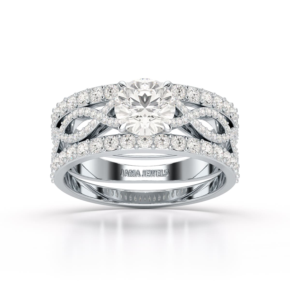 2.12 CT Lab Diamond Halo Triple Row Engagement Ring