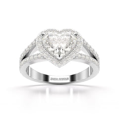 2.35 CT Lab Diamond Heart Shaped Halo Ring