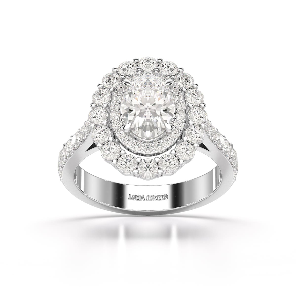2.39 CT Lab Diamond Oval Cut Halo Engagement Ring