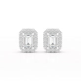 2.51 CT Lab Diamond Halo Emerald Stud Earrings