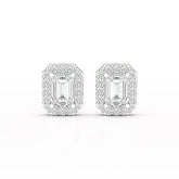 2.51 CT Lab Diamond Halo Emerald Stud Earrings Jama Jewels