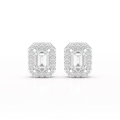 2.51 CT Lab Diamond Halo Emerald Stud Earrings