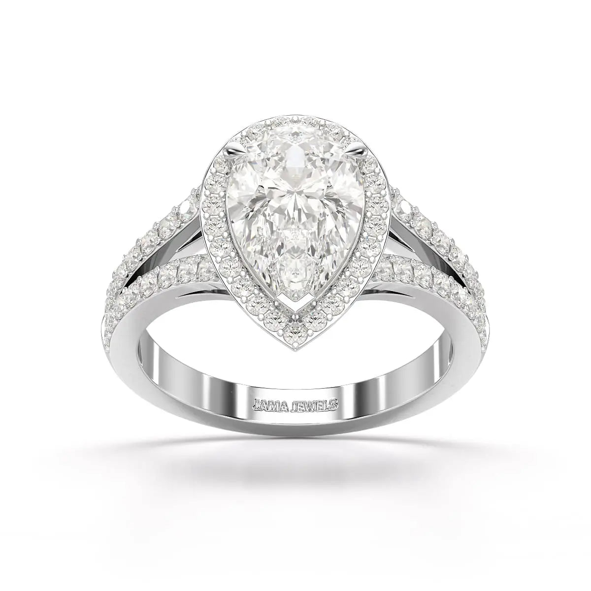 2.65 CT Lab Diamond Pear Cut Halo Ring Jama Jewels