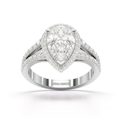 2.65 CT Lab Diamond Pear Cut Halo Ring