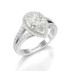 2.65 CT Lab Diamond Pear Cut Halo Ring Jama Jewels
