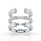 2.83 CT Three Layer Emerald Cut Lab Diamond Ring