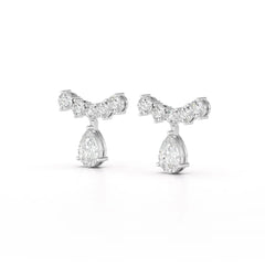 3.58 CT Lab Diamond Pear Cut Drop Earrings Jama Jewels