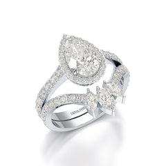 3 CT Marquise and Pear Cut Double Layer Lab Diamond Ring