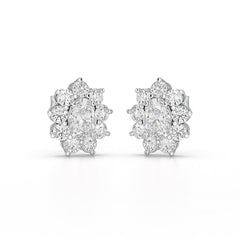 3.06 CT Lab Diamond Oval Cut Stud Earrings