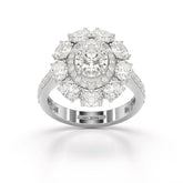 3.16 CT Halo Oval Cut Lab Diamond Ring Jama Jewels