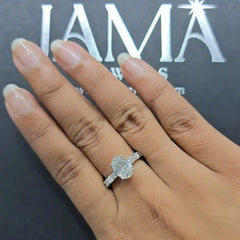 3.25 CT Oval Ring with Emerald Cut Diamonds in Pave Setting (Ready for Delivery) Jama Jewels
