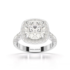 3.8 CT Lab Diamond Round Cut Halo Ring