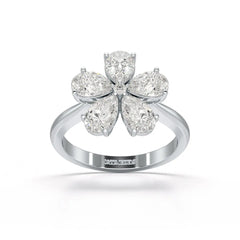 2.4 CT Pear Cut Lab Diamond Flower Shape Ring Jama Jewels