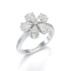 2.4 CT Pear Cut Lab Diamond Flower Shape Ring Jama Jewels