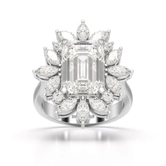 6.29 CT Emerald Cut Halo Lab Diamond Ring