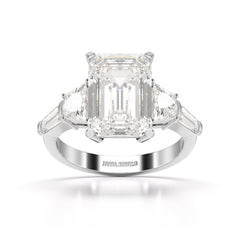6.6 CT Lab Diamond Emerald and Tapper Cut Ring