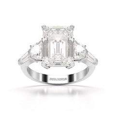 6.6 CT Lab Diamond Emerald and Tapper Cut Ring