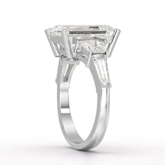 6.6 CT Lab Diamond Emerald and Tapper Cut Ring