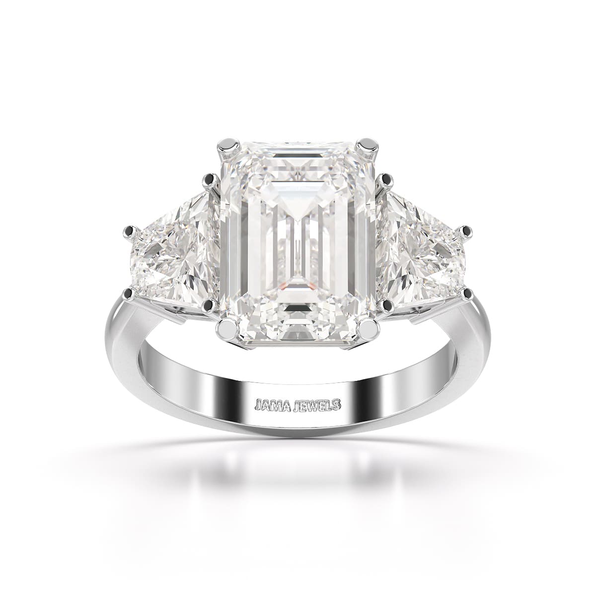 6 CT Lab Diamond Emerald Cut Three Stone Ring