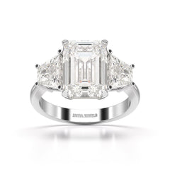 6 CT Lab Diamond Emerald Cut Three Stone Ring