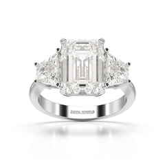 6 CT Lab Diamond Emerald Cut Three Stone Ring