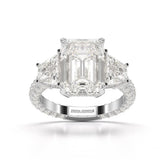 7.49 CT Three Stone Emerald Cut Lab Diamond Ring