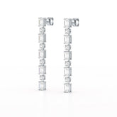 8.27 CT Lab Diamond Emerald Cut Dangle Drop Earring
