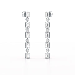 8.27 CT Lab Diamond Emerald Cut Dangle Drop Earring