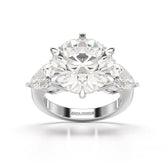 9.13 CT Lab Diamond Round and Pear Cut Three Stone Ring